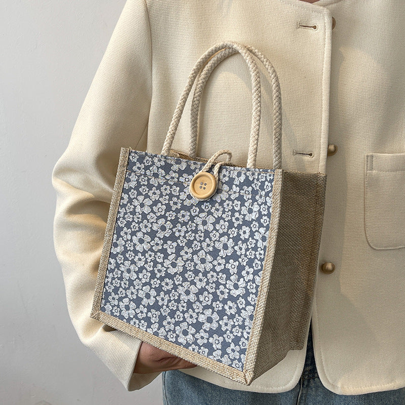 Floral Print Handheld Tote Bag
