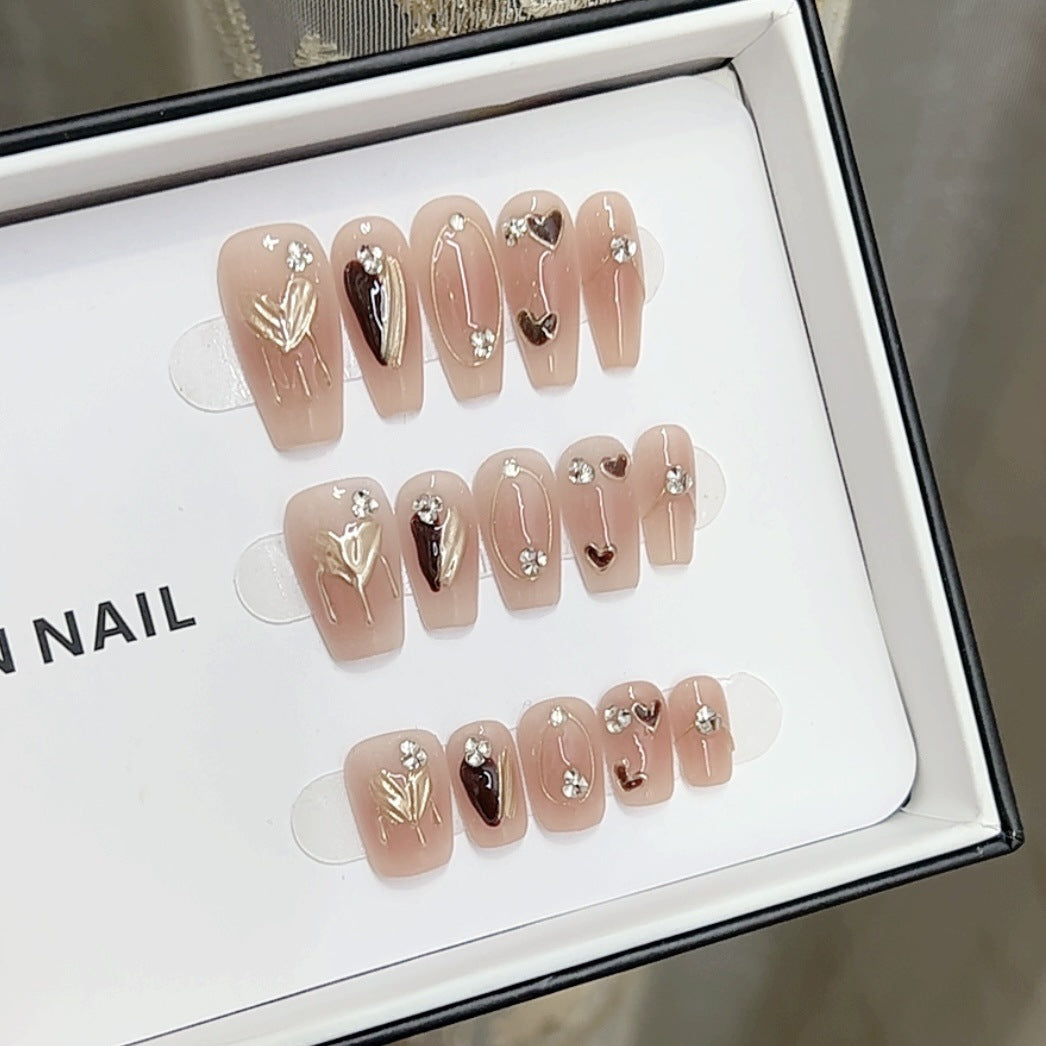 Artistic Floral Nail Art Set with Rhinestones Bowlift