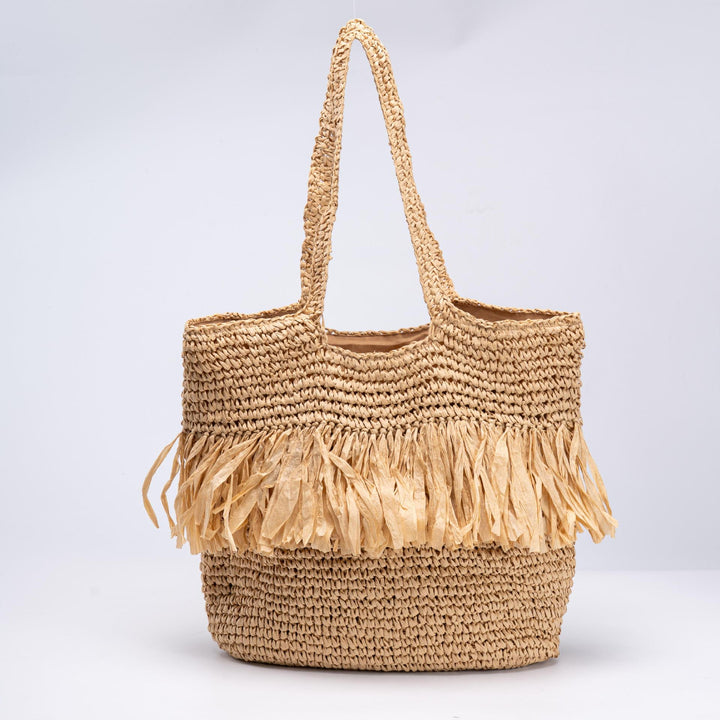 Straw bag with fringes and modern details Bowlift