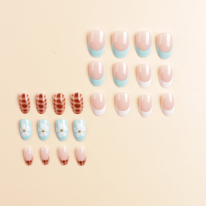 Artistic Floral Acrylic Press-On Nail Set Bowlift