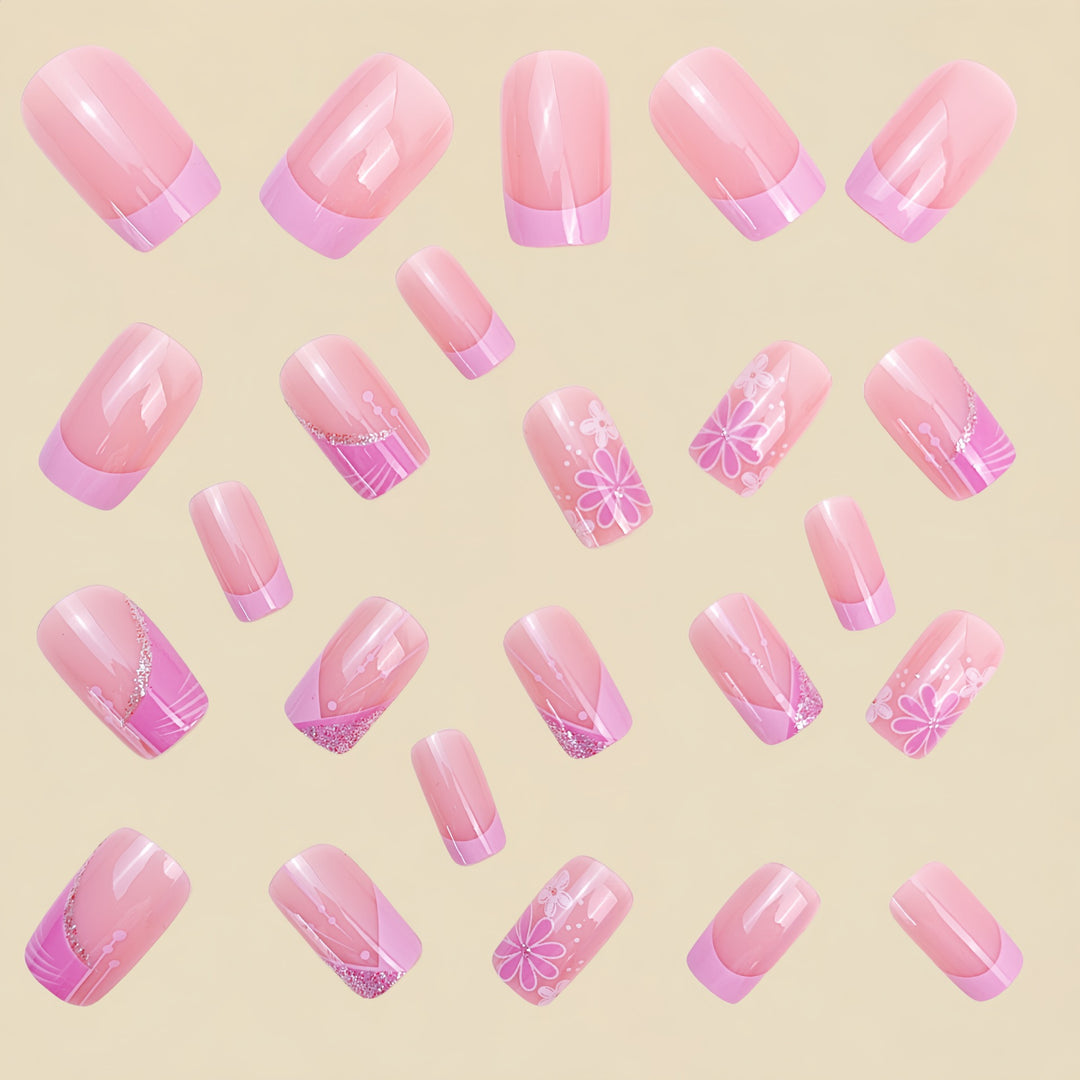 Floral Acrylic Press-On Nail Art Bowlift