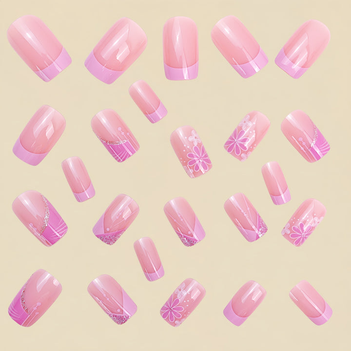 Floral Acrylic Press-On Nail Art Bowlift