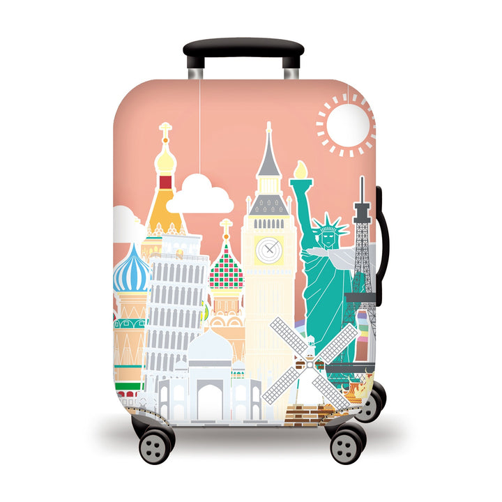 Hard Shell Luggage with Earth Design Bowlift
