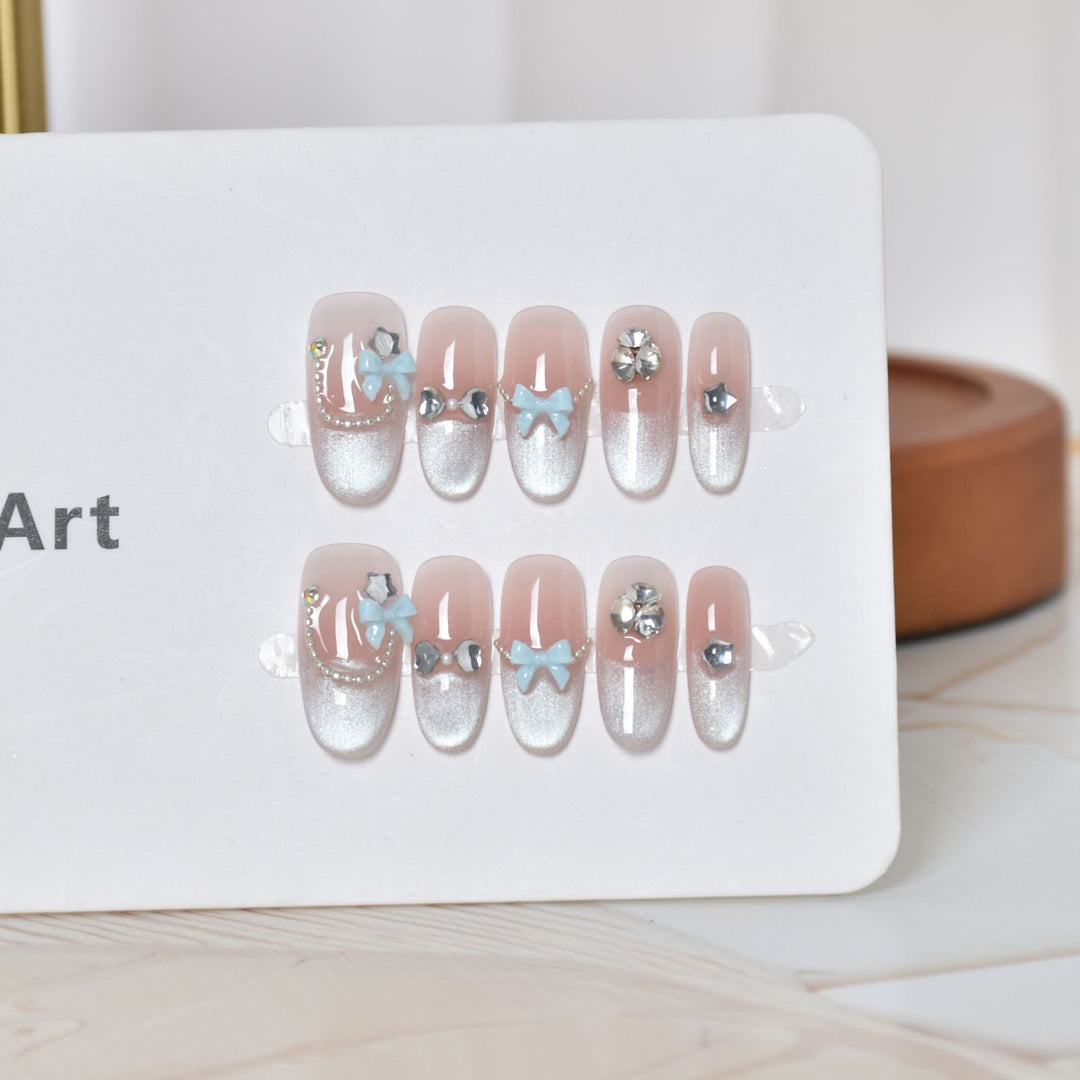 Decorative Press-On Nail Art with 3D Accents Bowlift