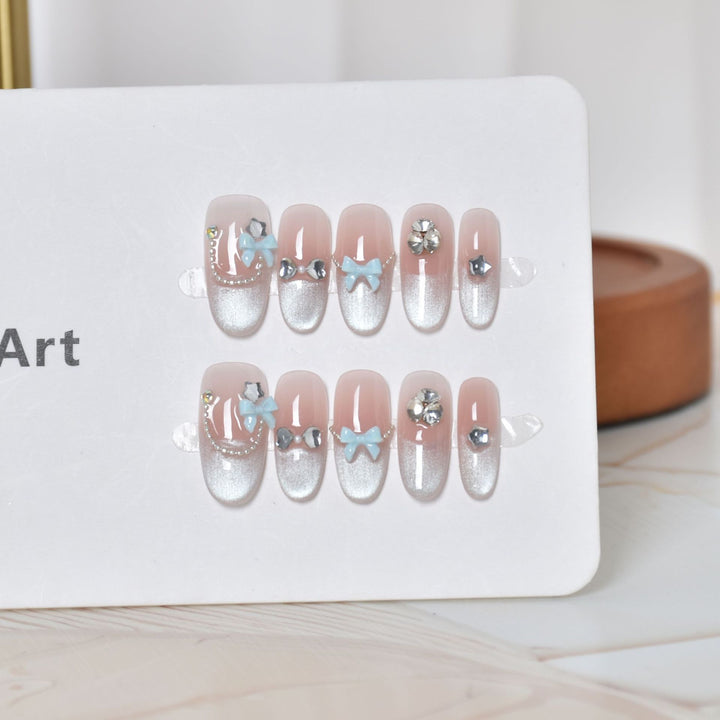 Decorative Press-On Nail Art with 3D Accents Bowlift