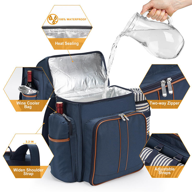 Picnic Backpack with Comprehensive Dish Set Bowlift