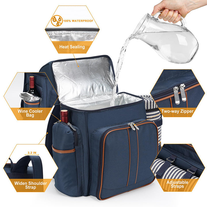 Picnic Backpack with Comprehensive Dish Set Bowlift