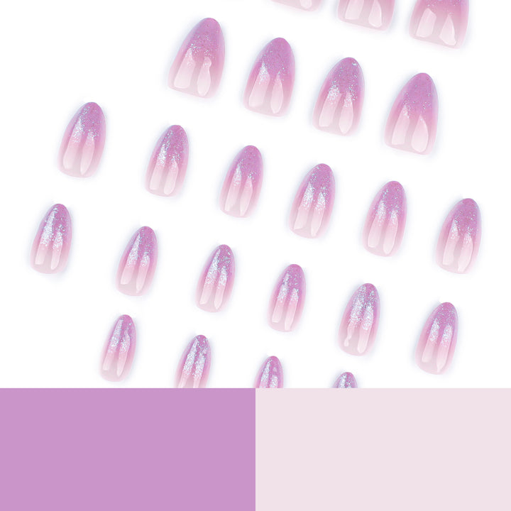 Artistic Nail Extensions with Glitter Gradient Bowlift