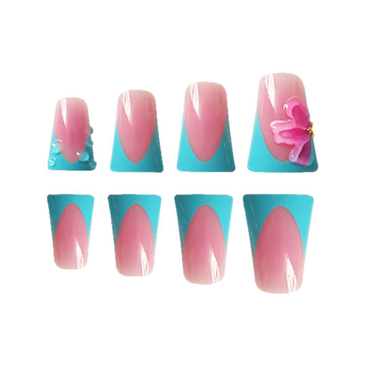 Artistic Press-On Nail Extensions with Floral Accents Bowlift