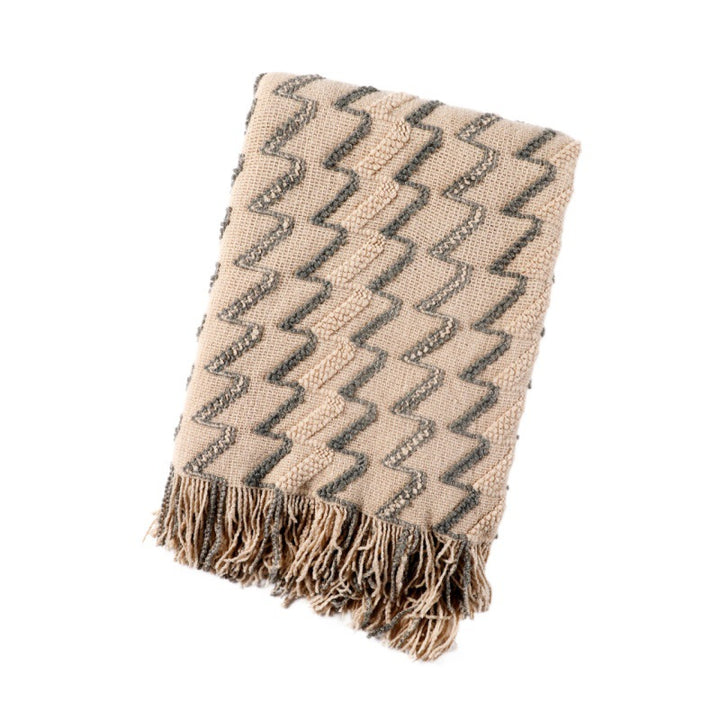 Cozy Textured Fringe Throw Blanket