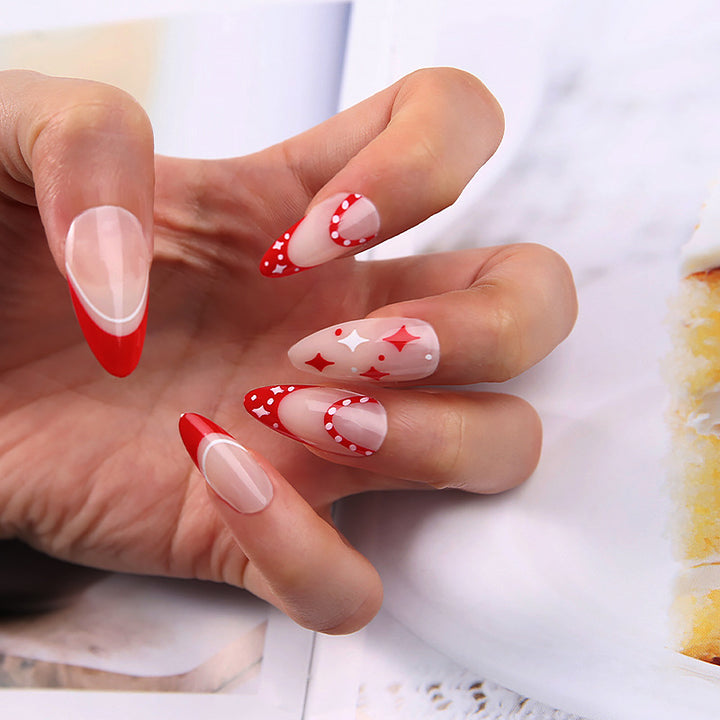 Artful Nail Tips with Heart Design Bowlift