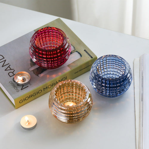 Round Ribbed Glass Votive Candle Holder for Tealights Bowlift