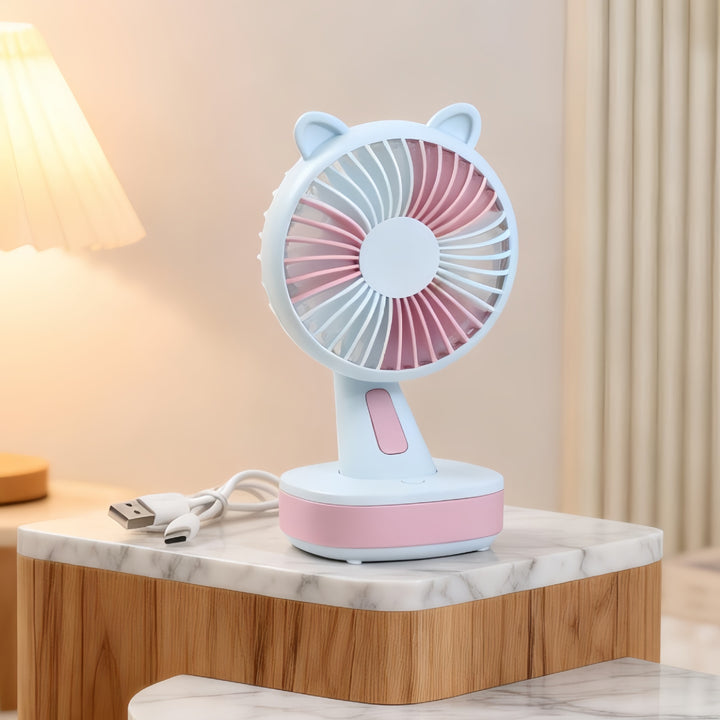 Women's Portable Table Fan with Creative Animal Ears Bowlift