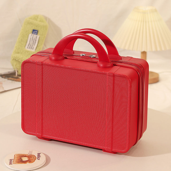 structured hard-shell vanity travel case with dual top handles and lockable zipper Bowlift