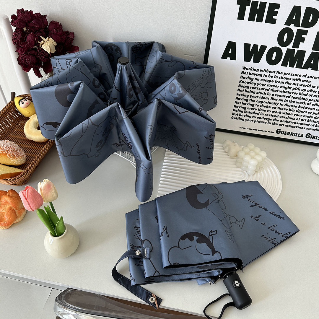 Women's Automatic Umbrella with Creative Comic Design Bowlift