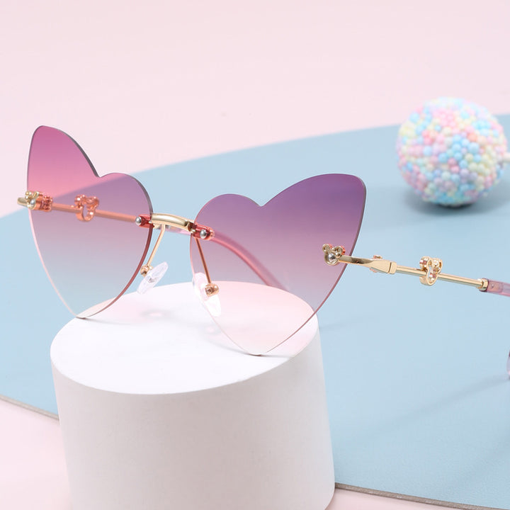 Women's Heart-Shaped Sunglasses with Embellished Frame Bowlift