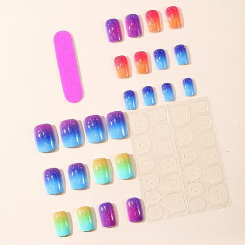 Glittering Gradient Acrylic Nail Art Extensions Bowlift
