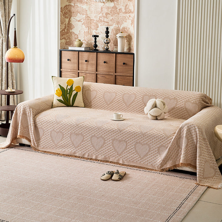 Cozy Heart Pattern Sofa Throw Blanket