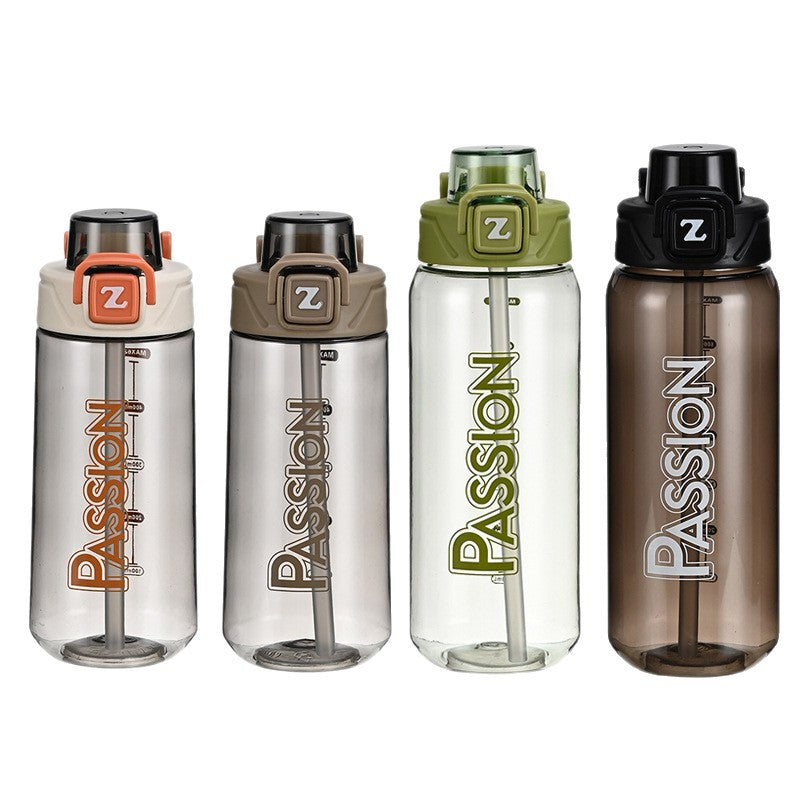 Ladies drinking bottle with integrated measuring system and flip-top closure Bowlift