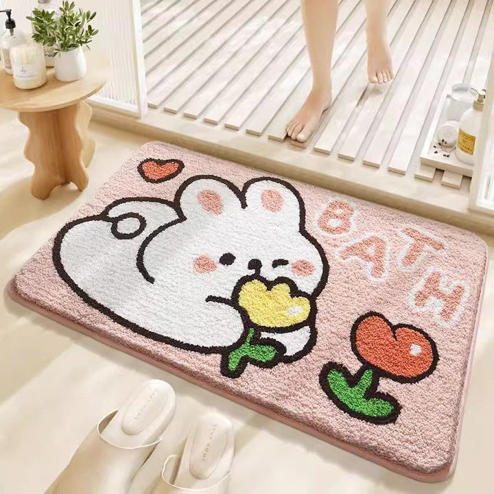 Adorable Cat-Themed Plush Bath Mat