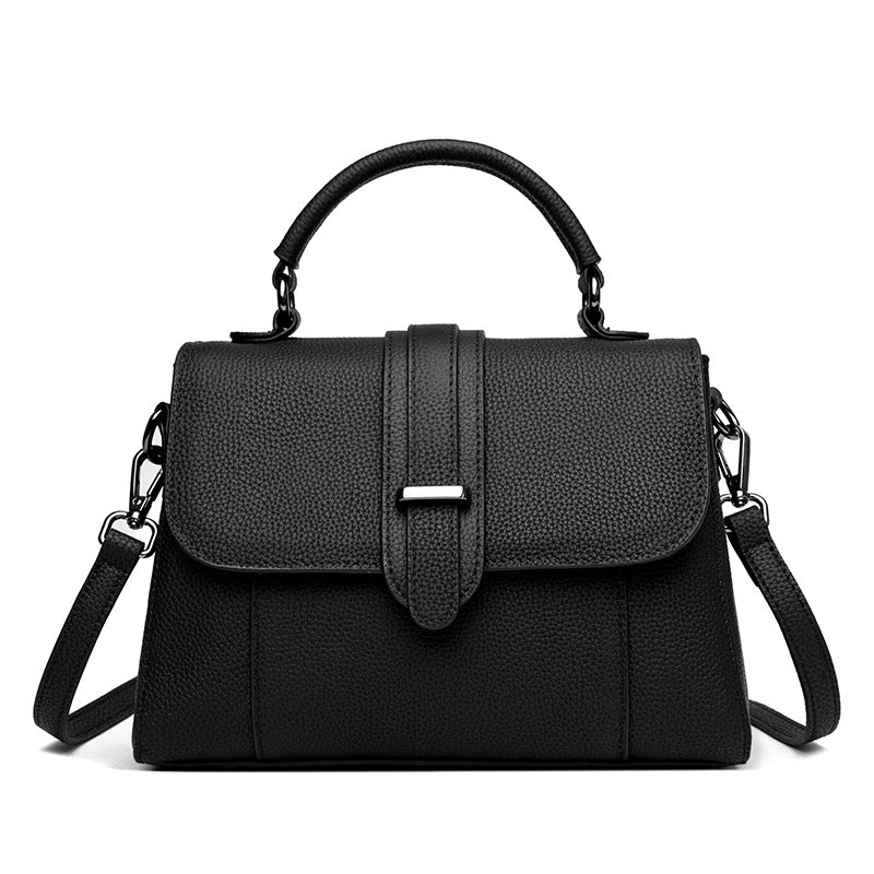Elegant Leather Top Handle Handbag Bowlift