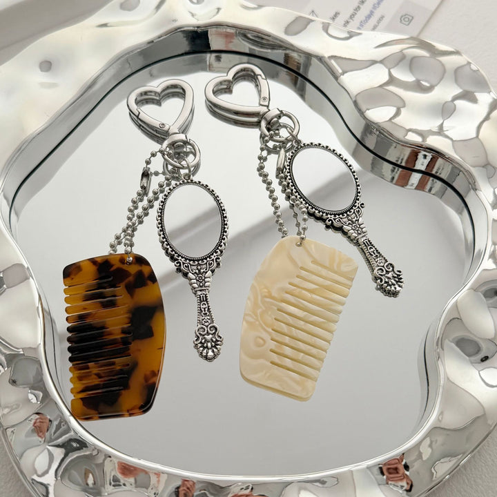 Charming Compact Mirror and Comb Keychain Bowlift