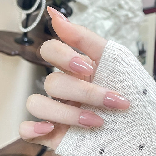 Natural Glossy Press-On Nail Set Bowlift