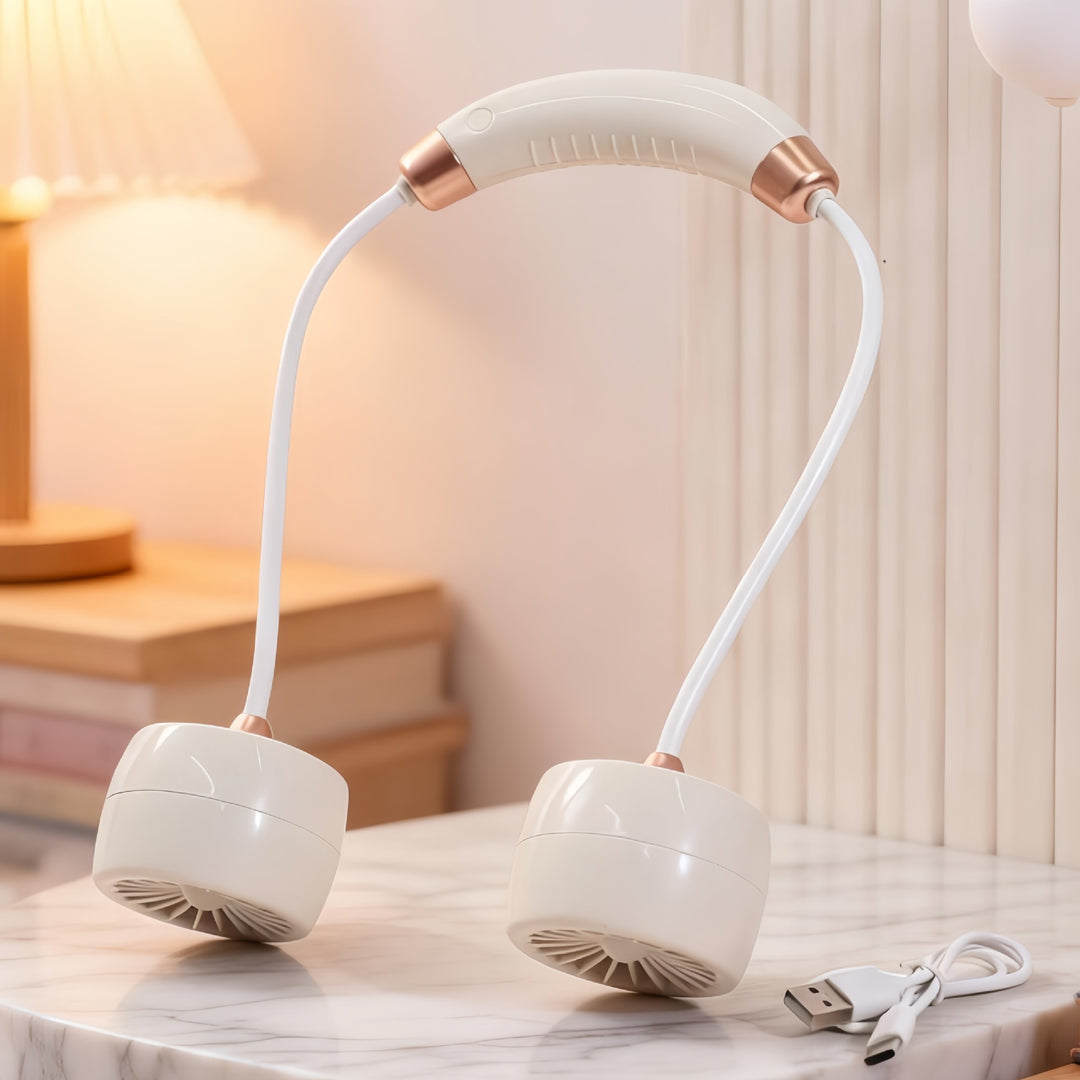 Women Portable Neck Fan with Flexible Arm and USB Connection Bowlift