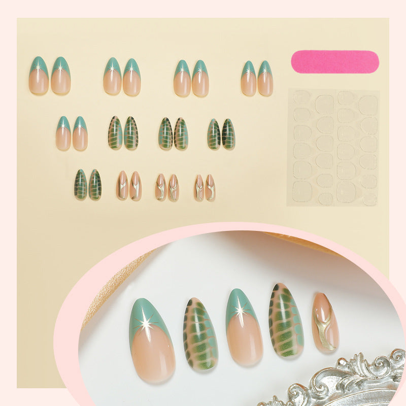 Artistic Press-On Nail Set with Unique Abstract Patterns Bowlift