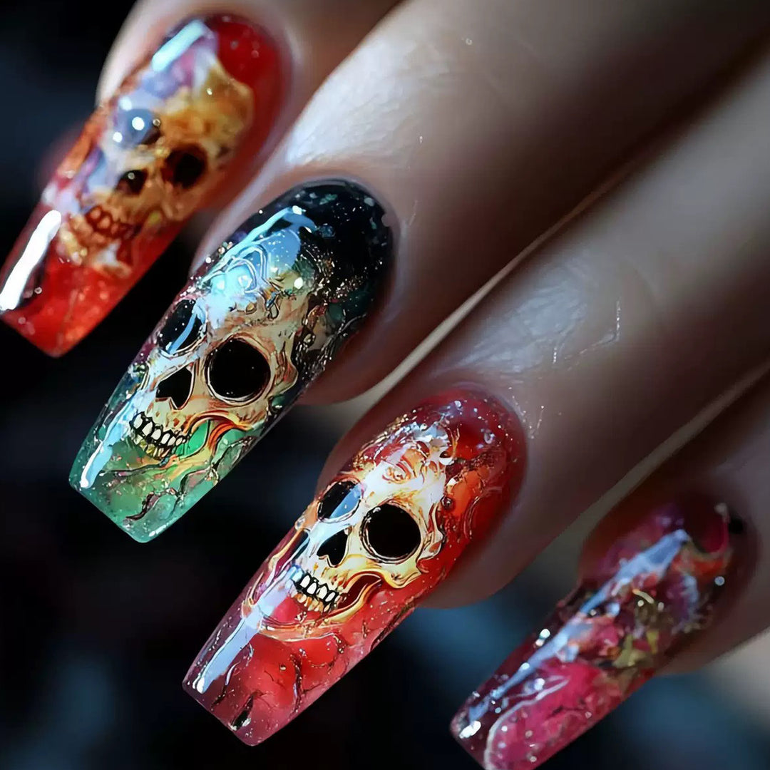 Art nails with creative skull design Bowlift