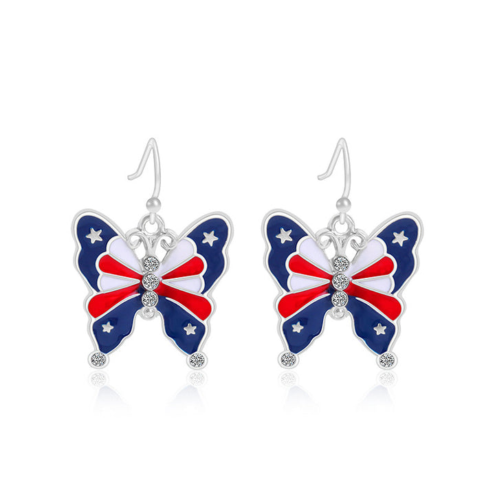 Women's lightweight star earrings with enamel flag design and fishhook Bowlift