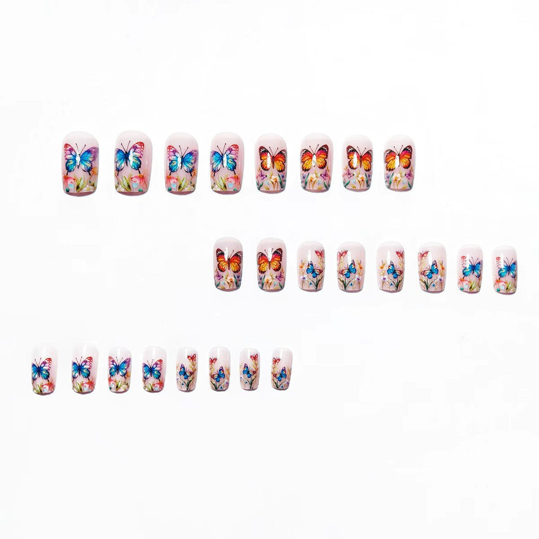 Creative Art Nails with Colorful Butterfly Design Bowlift