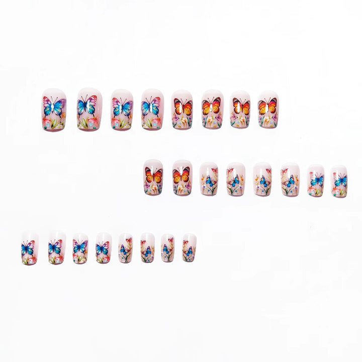 Creative Art Nails with Colorful Butterfly Design Bowlift