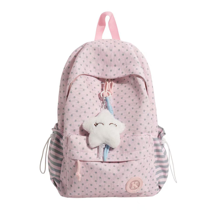 Star-Patterned Plush Backpack Bowlift