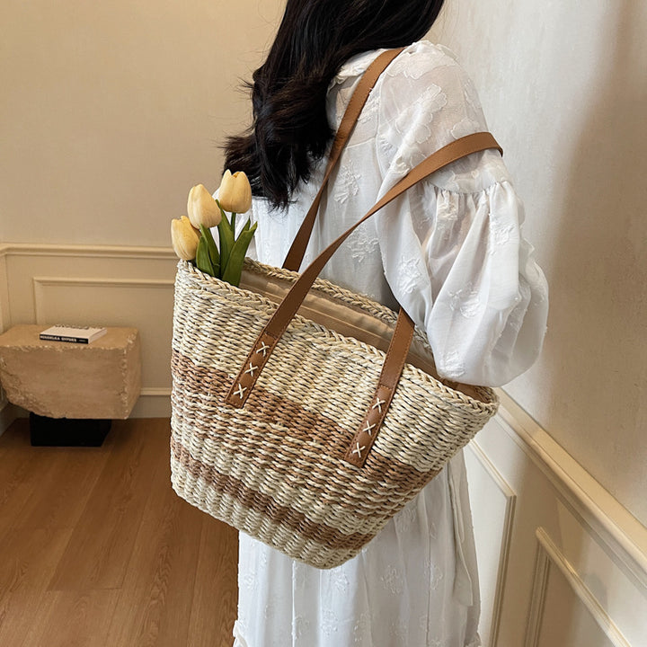 Comfortable beach bag with leather handles Bowlift