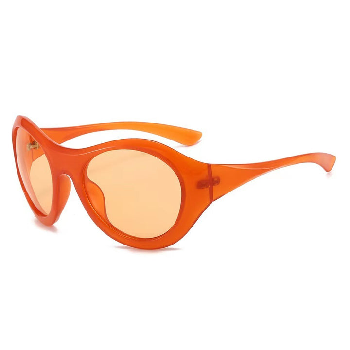 Ladies Fashion Oval Sunglasses with Transparent Frame Bowlift