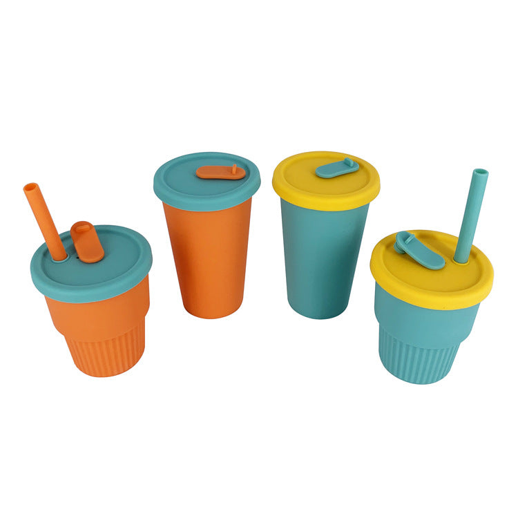Women Silicone Drink Cup with Lid and Straw Bowlift