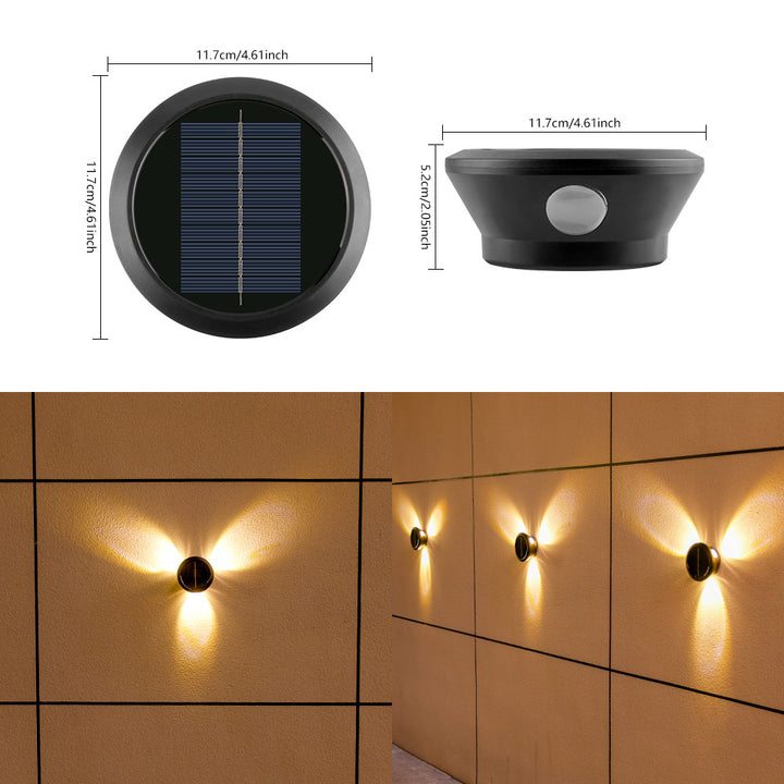 Outdoor Solar Wall Light Multi-Beam LED Decorative Accent Bowlift