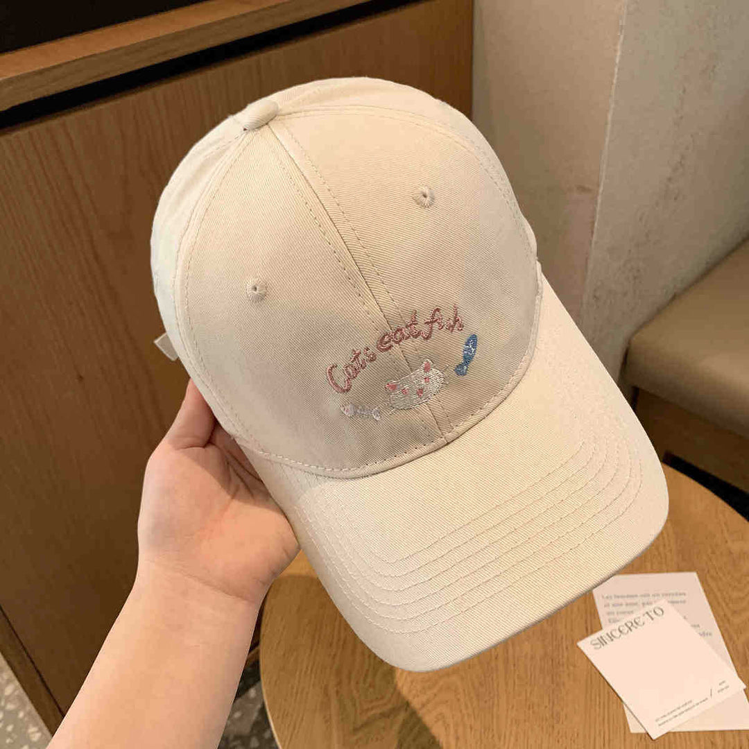 Women's Embroidered Cat-Themed Baseball Cap Bowlift