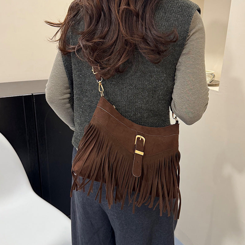 WoSuede Fringe Crossbody Bag Bowlift