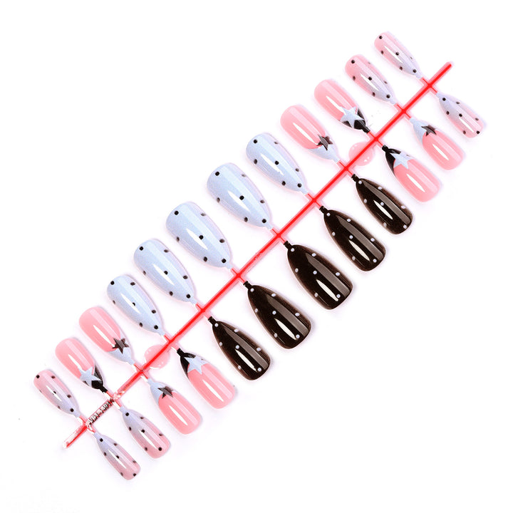 Creative Nail Art Set with Sparkling Stars and Dots Bowlift