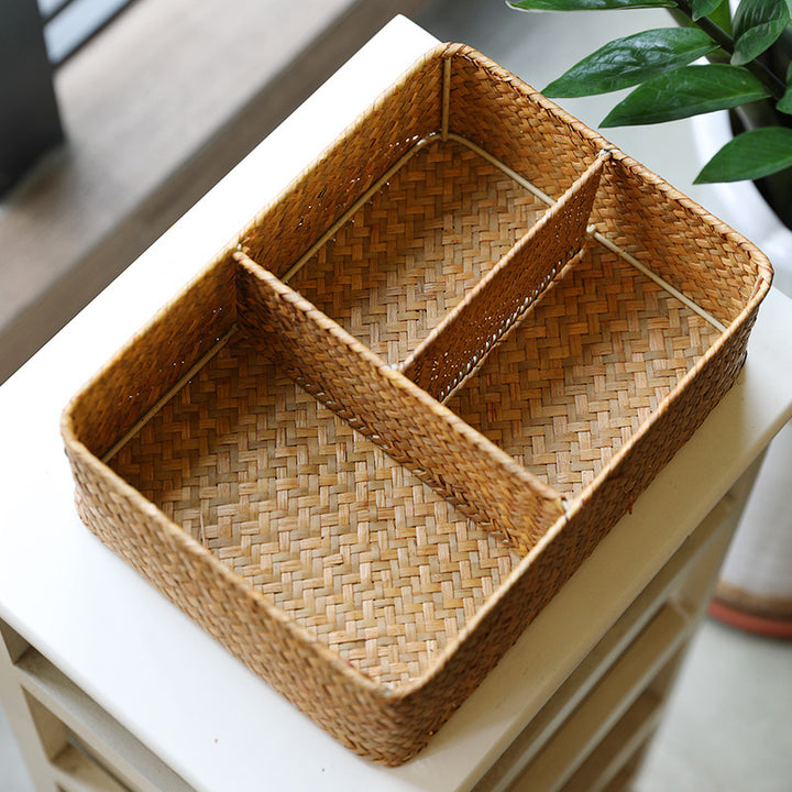 Woven Multi-Compartment Storage Basket Bowlift