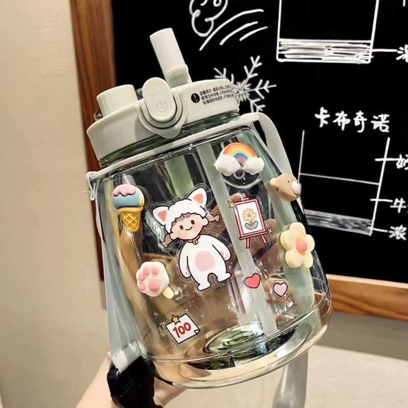 Women Glass Drinking Bottle with Secure Lid Bowlift
