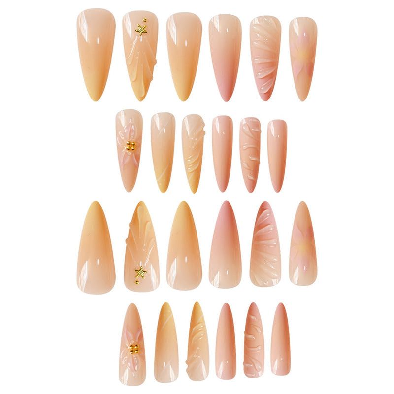 Floral 3D Decorative Press-On Nail Art Bowlift