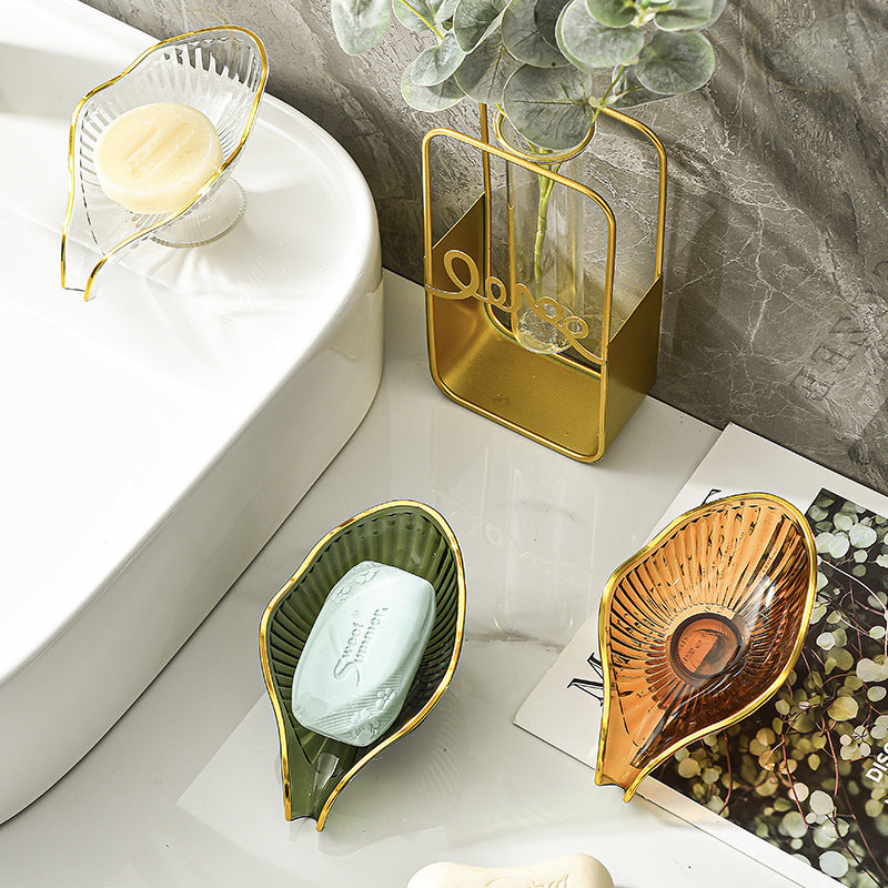 Elevated drainage acrylic soap dish with ribbed pedestal and sloped water channel Bowlift