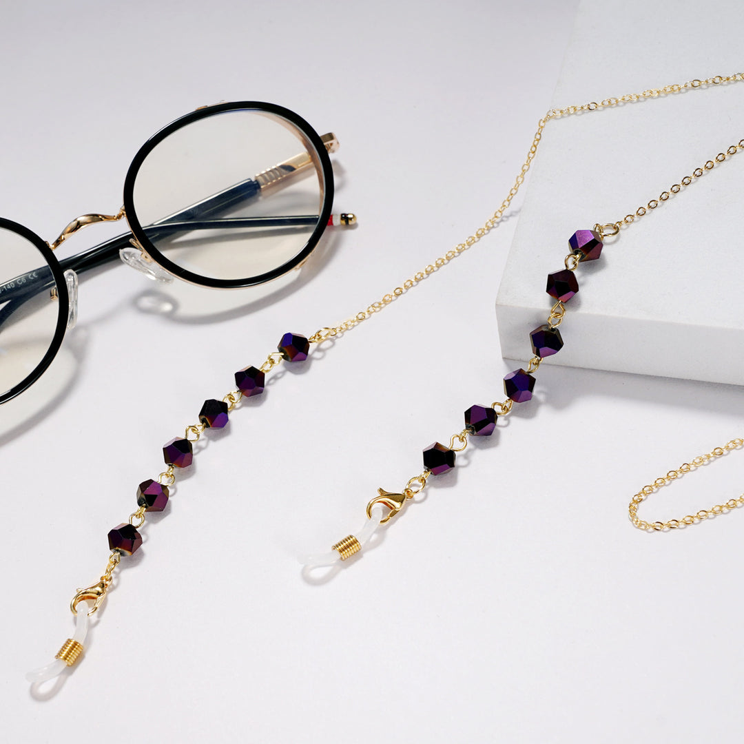 Elegant Crystal-Studded Eyewear Chain Bowlift