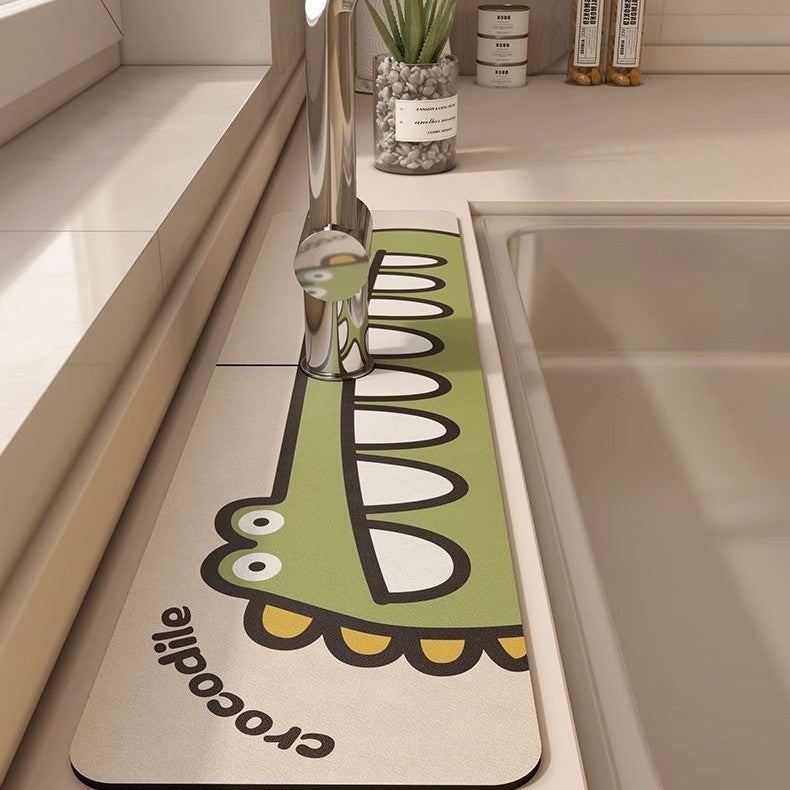 Crocodile-Themed Kitchen Sink Mat Bowlift