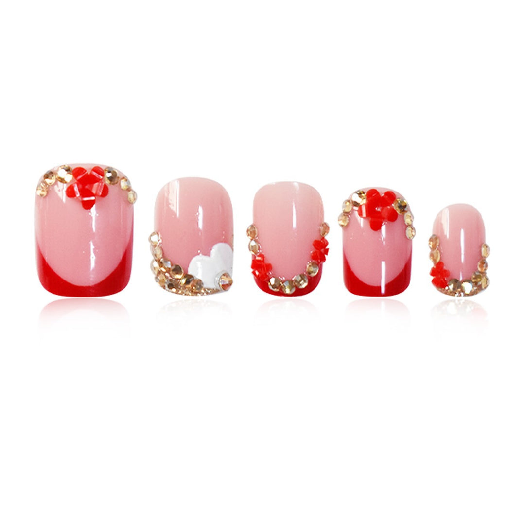 Elegant Floral Press-On Nail Art Set Bowlift
