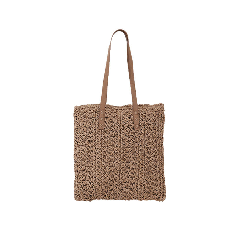 Handcrafted jute bag with stylish leather handles Bowlift