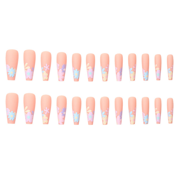 Floral Matte Long Press-On Nails Bowlift